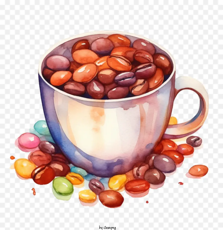 Granos De Café，Taza De Frijoles PNG