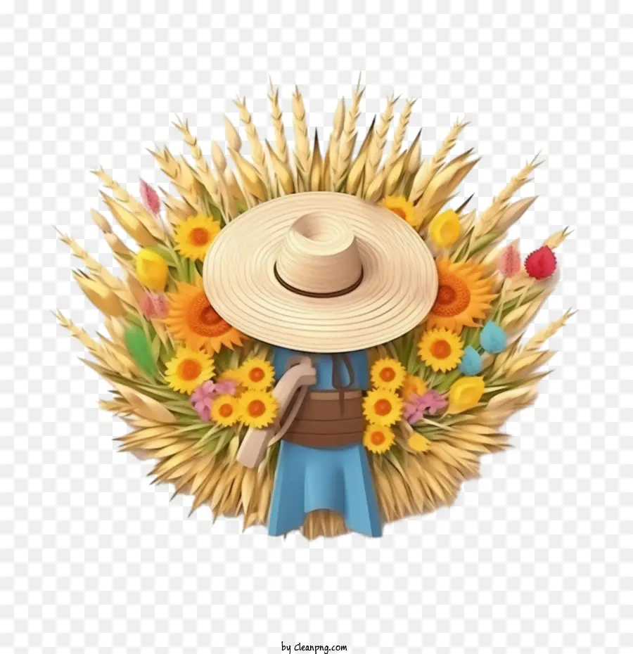 Fiesta Junina，Girasoles Y Sombrero De Paja PNG