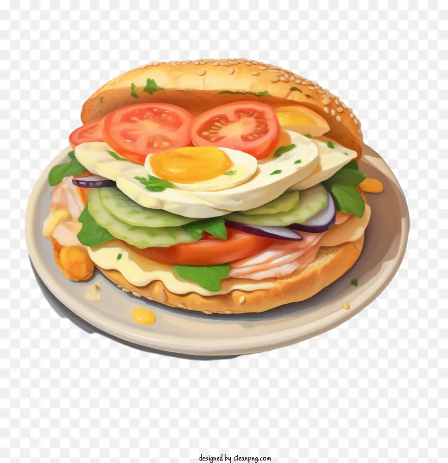 Pan De Bagel，Sándwich PNG