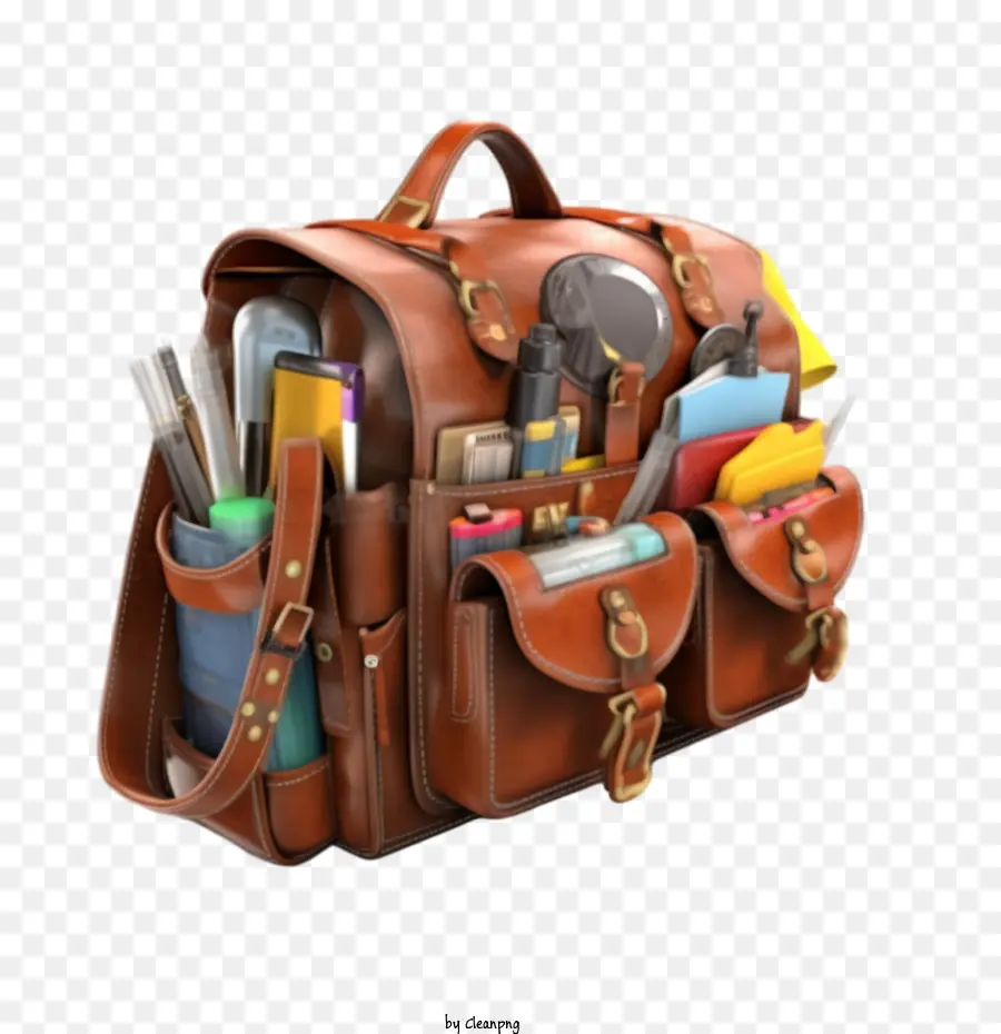 Bolsa Para La Escuela，Bolso De Cuero PNG