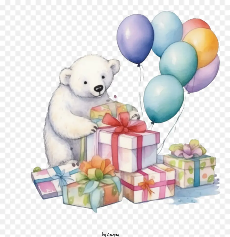 Oso Polar，Caja De Regalo PNG