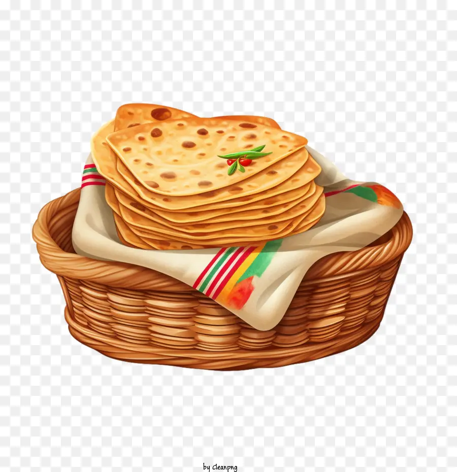 Pan Plano，Pan Plano En Cesta PNG