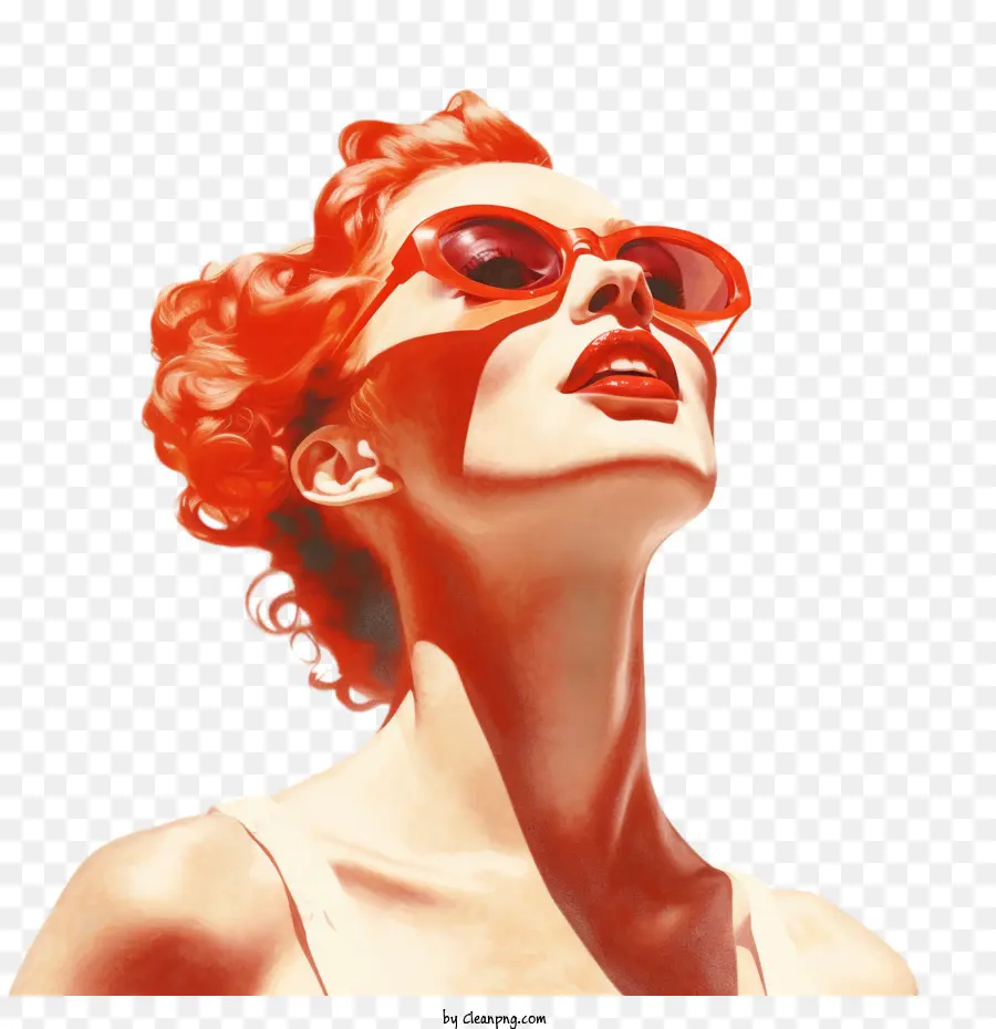 Chica De Verano，Mujer Con Gafas De Sol Rojas PNG