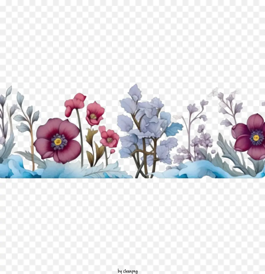 Frontera De Invierno，Borde De Flores PNG