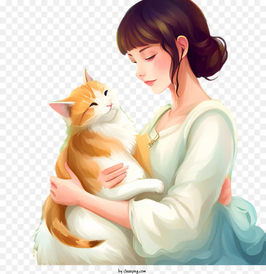 Gato，Niña Con Gato PNG