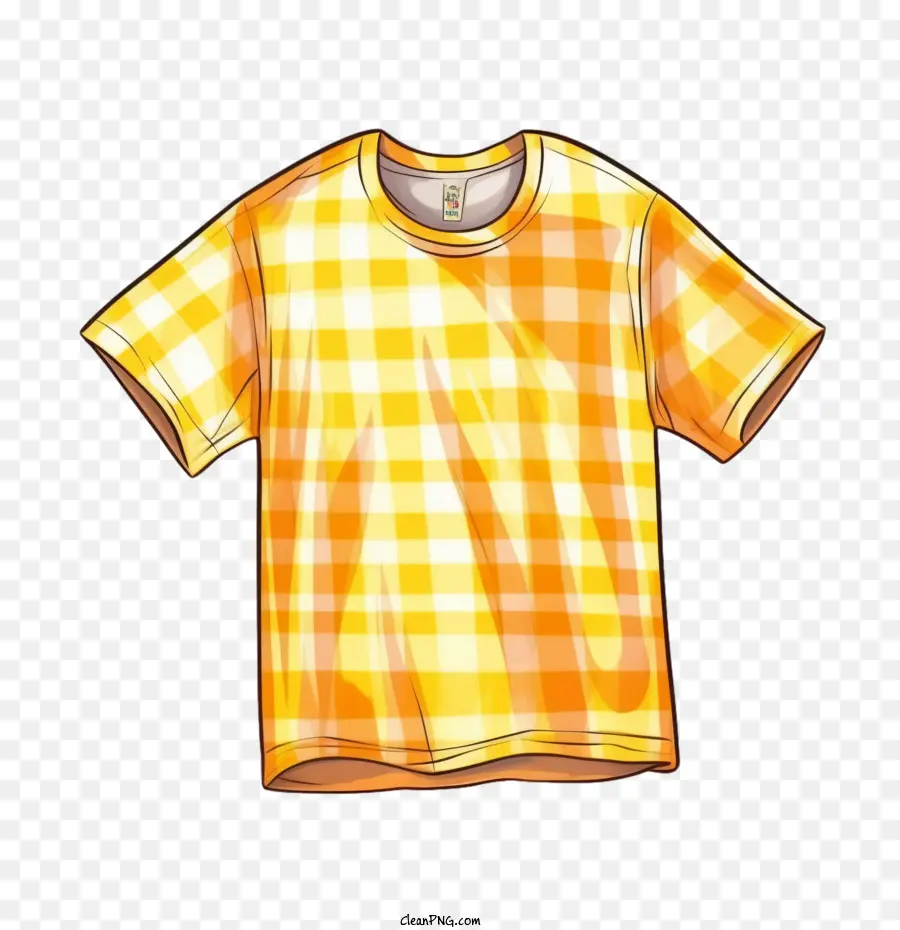 Camiseta，Camiseta De Cuadros Amarilla PNG