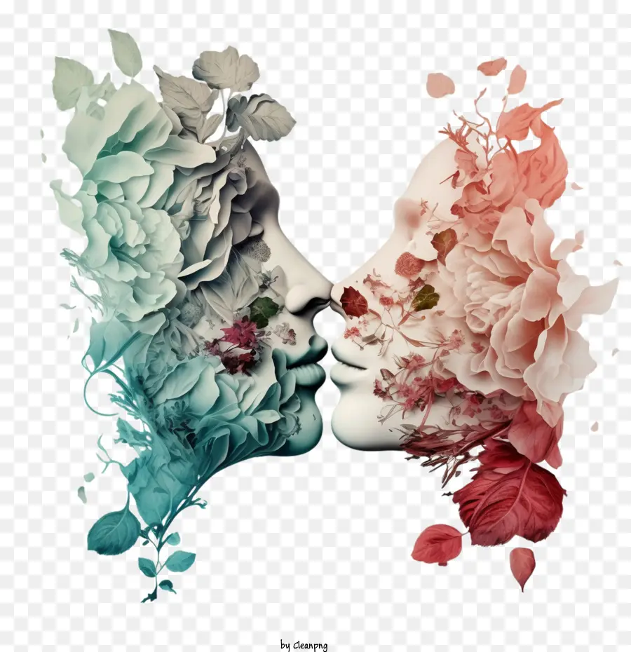 Beso，Caras Florales PNG