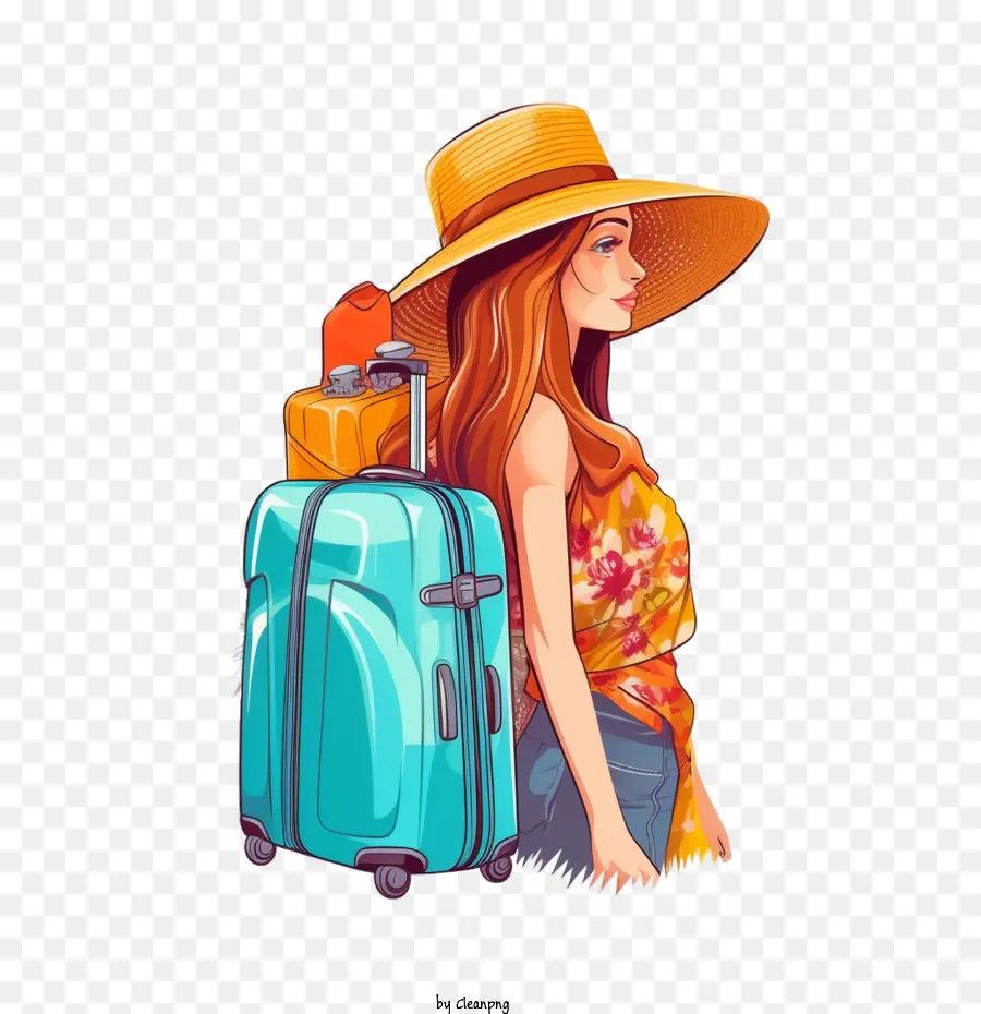 Viajar，Mujer Con Equipaje PNG