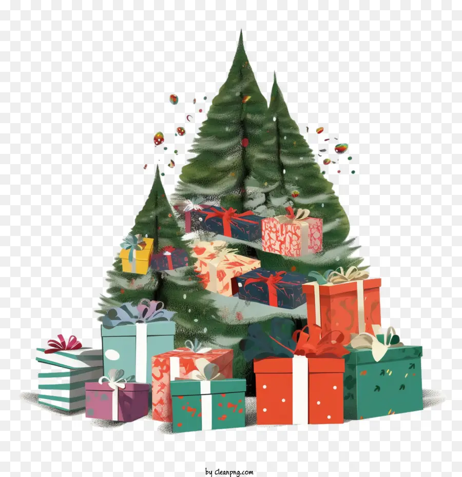 árbol De Navidad Con Regalos，Presenta PNG