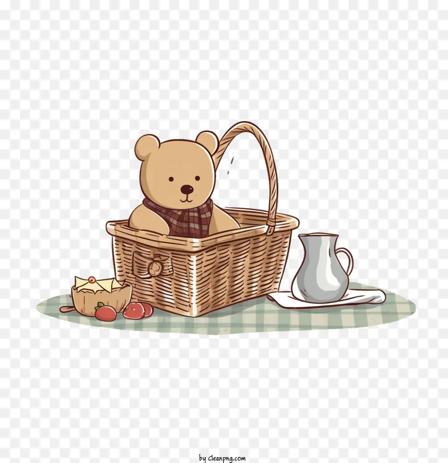 Cartoon Bear，Picnic PNG