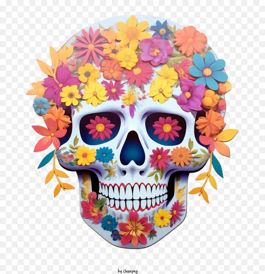 Calavera De Azúcar，Calavera Colorida PNG