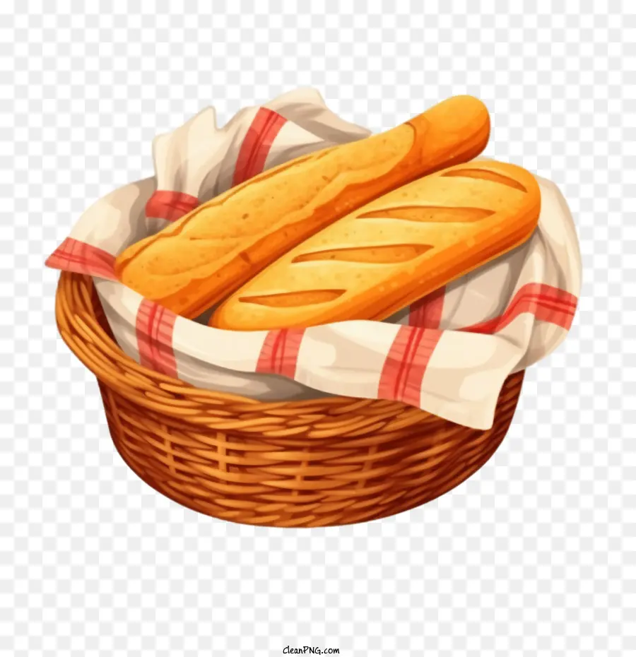 Pan Baguette，Cesta De Pan PNG