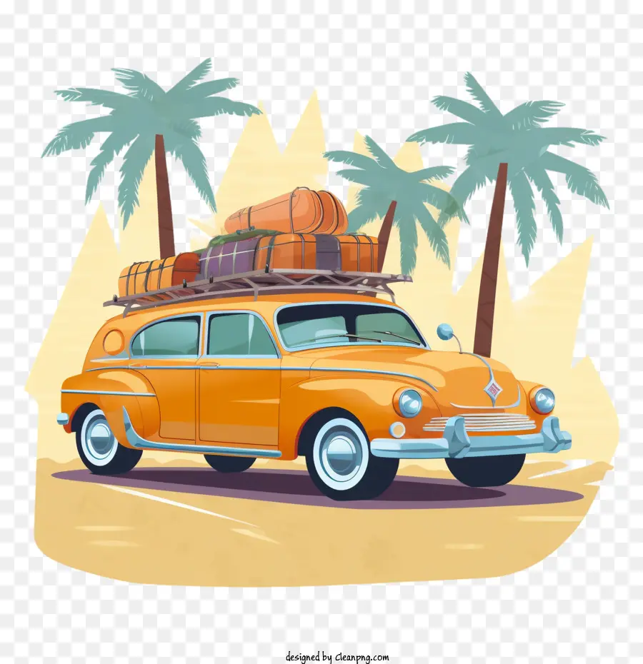 Coche Retro，Vacaciones De Verano PNG