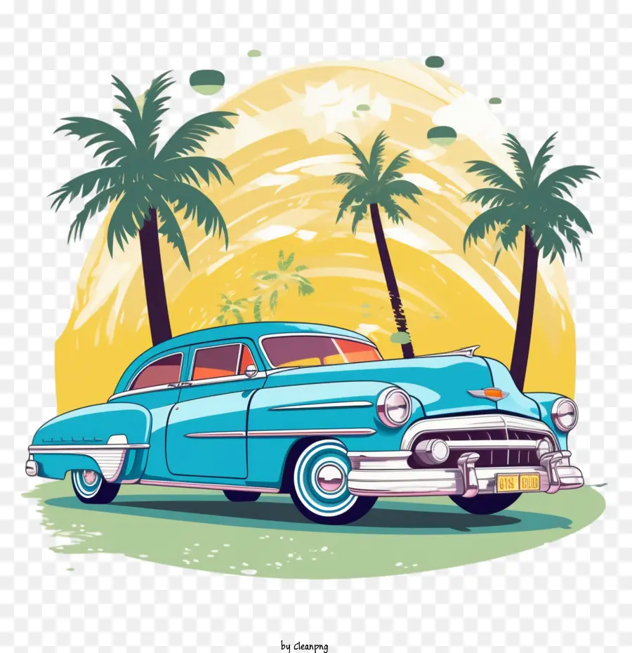 Coche Retro，Vacaciones De Verano PNG