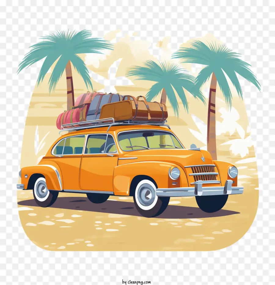 Coche Retro，Las Vacaciones De Verano PNG