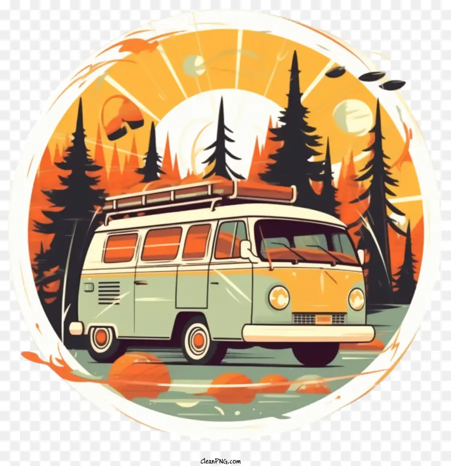 Coche Retro，Volkswagen Bus PNG