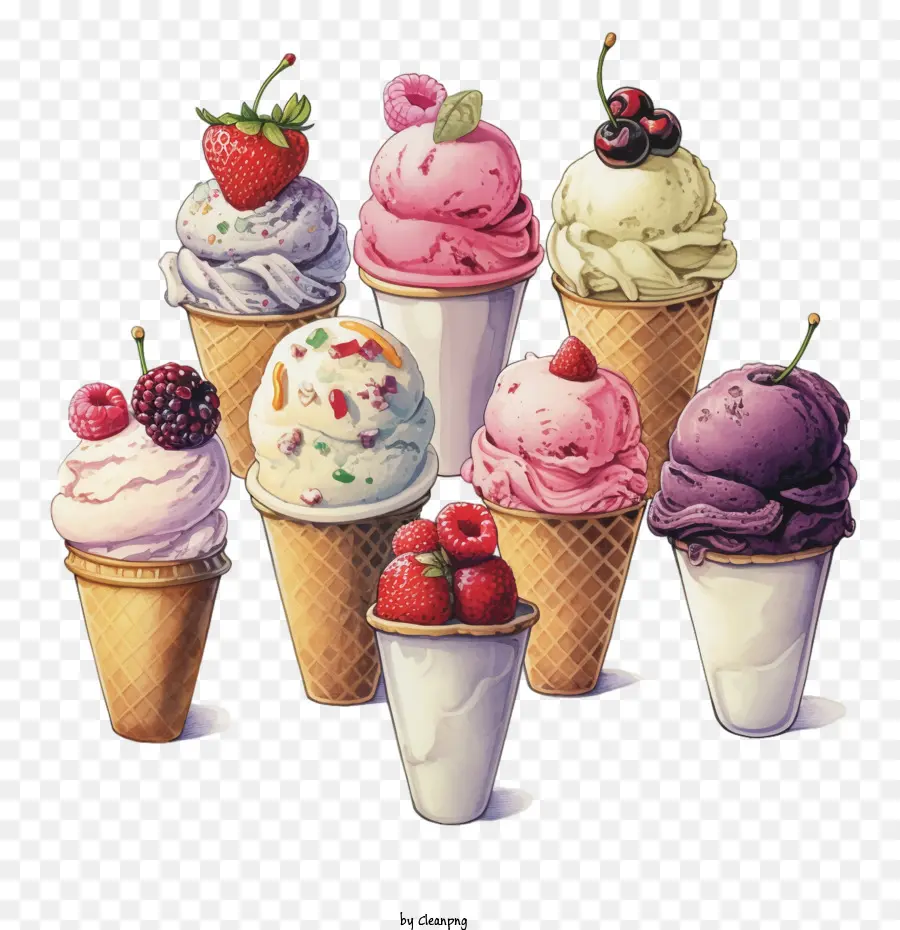 Helado，Helado De Fresa PNG