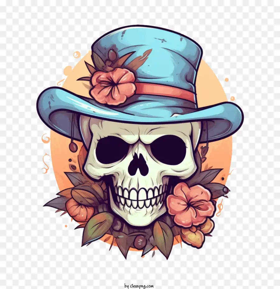 Calavera De Azúcar，Calavera Con Sombrero PNG