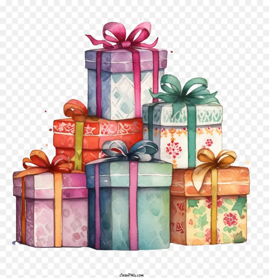 Regalos De Navidad Acuarela，Regalos De Navidad Bohemios PNG