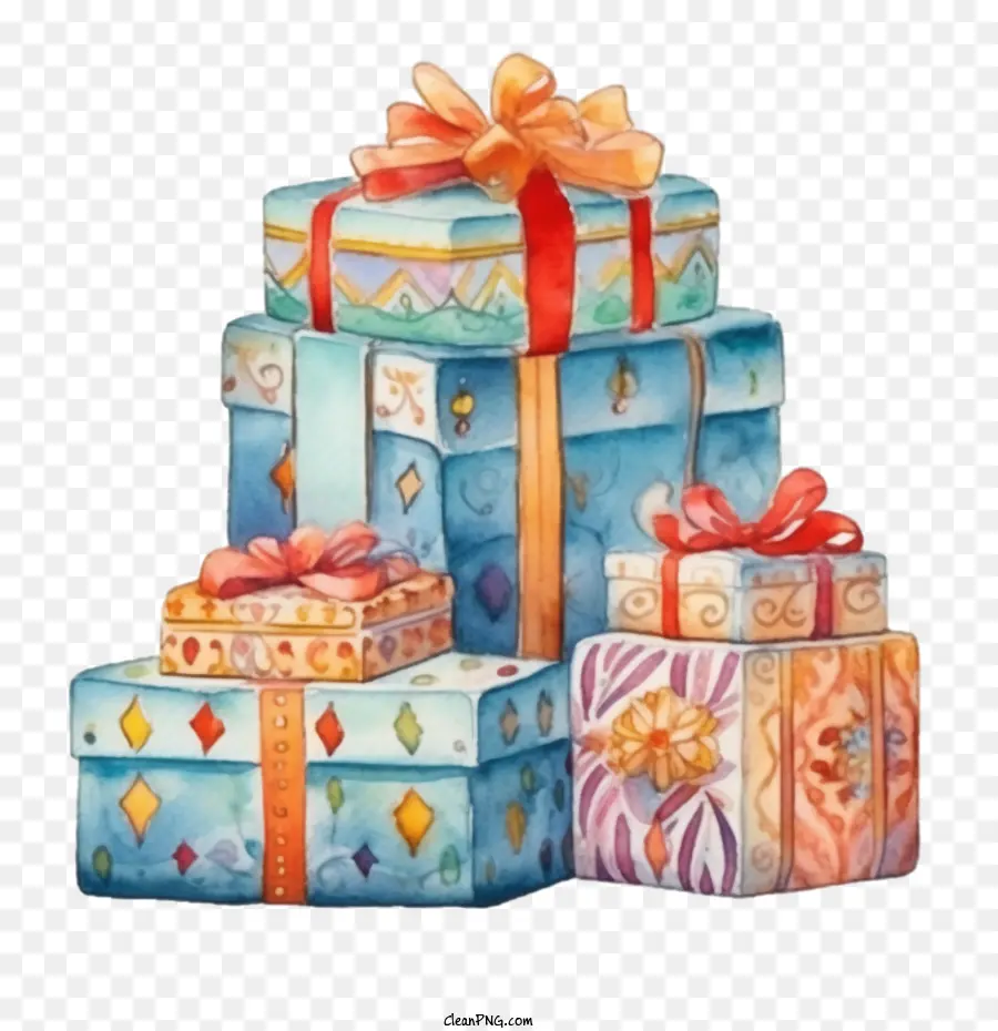 Regalos De Navidad De Acuarela，Regalos De Navidad Boho PNG