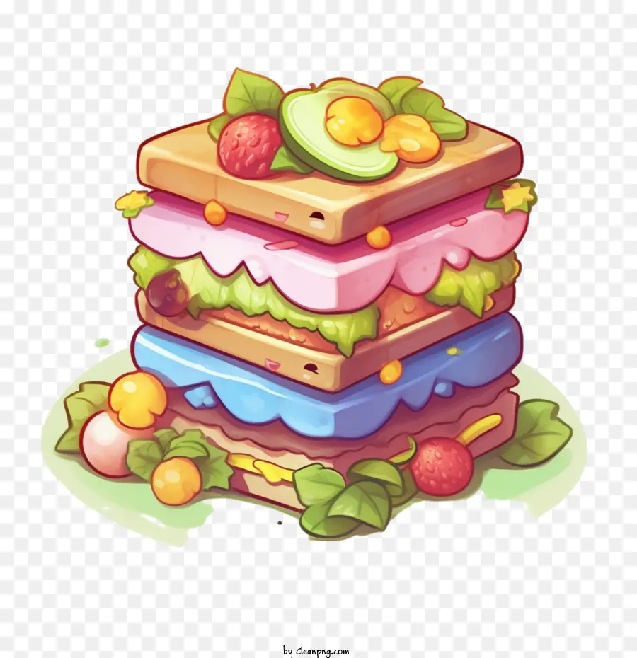 Sándwich De Frutas，Sándwich De Capas De Colores PNG