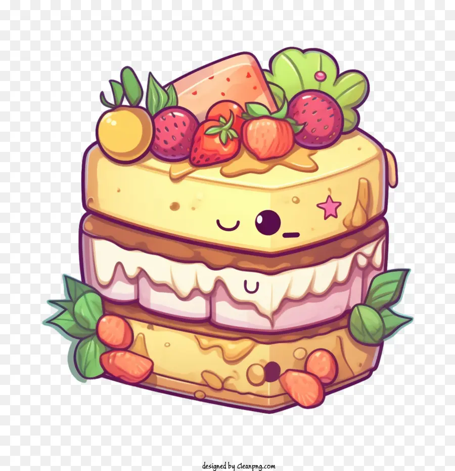 Sándwich De Frutas，Lindo Pastel PNG