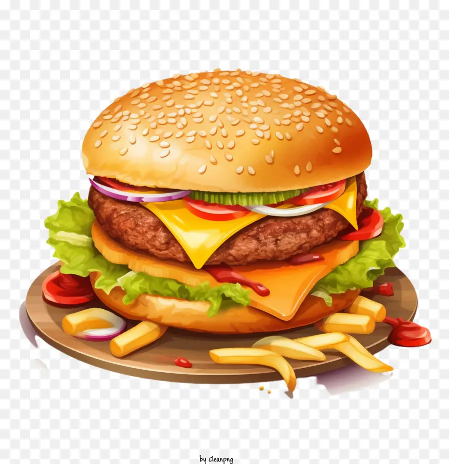 Hamburguesa，Papas Fritas PNG