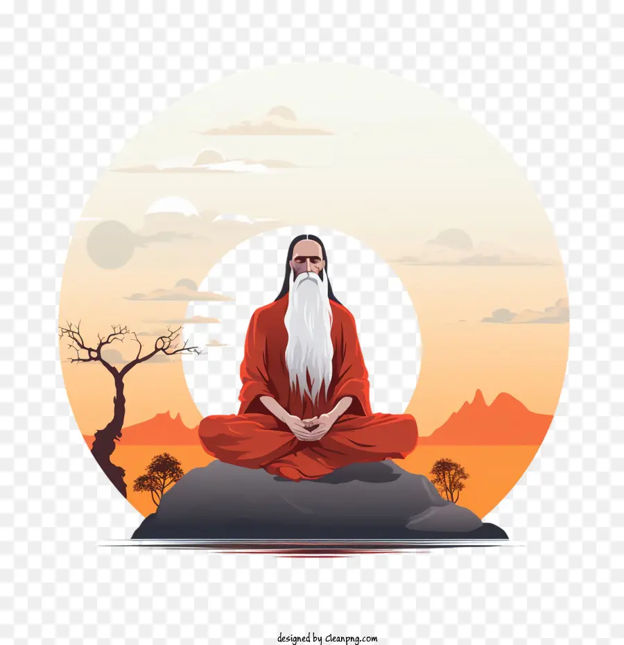 Gurú Purnima，Hombre Meditando PNG