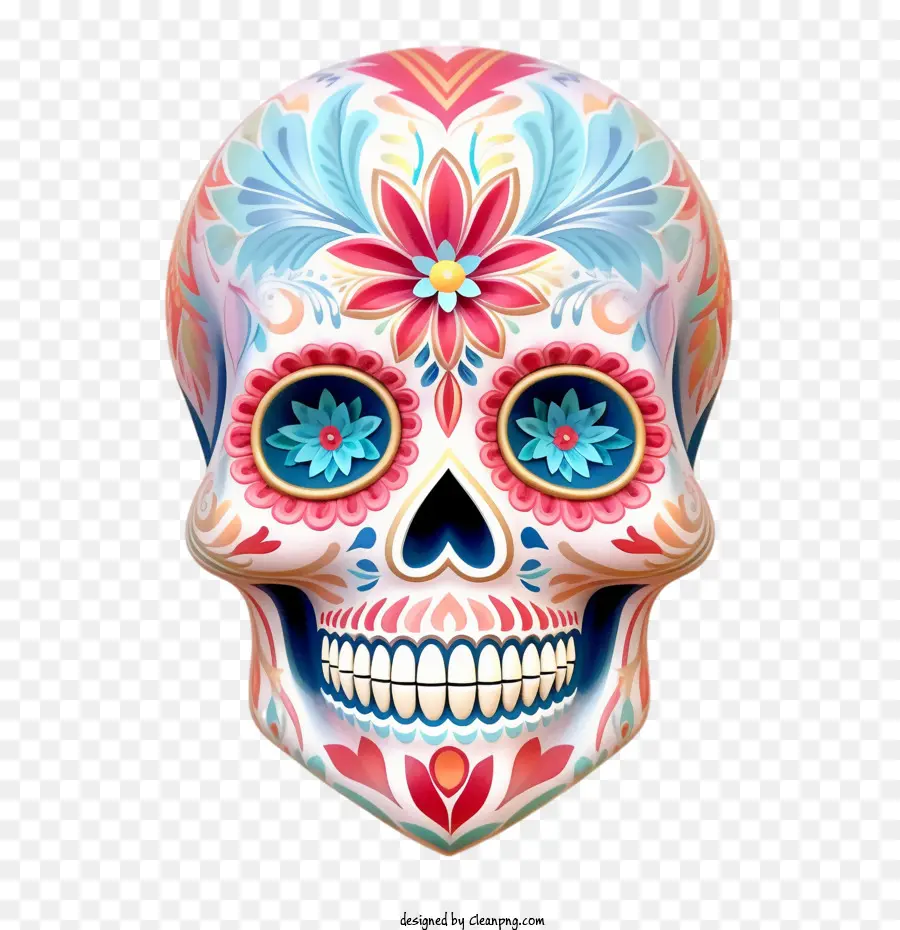 Calavera De Azúcar，Calavera Colorida PNG