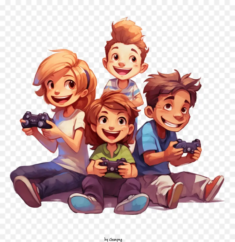 Niños Jugando，Jugar Juego De Video PNG