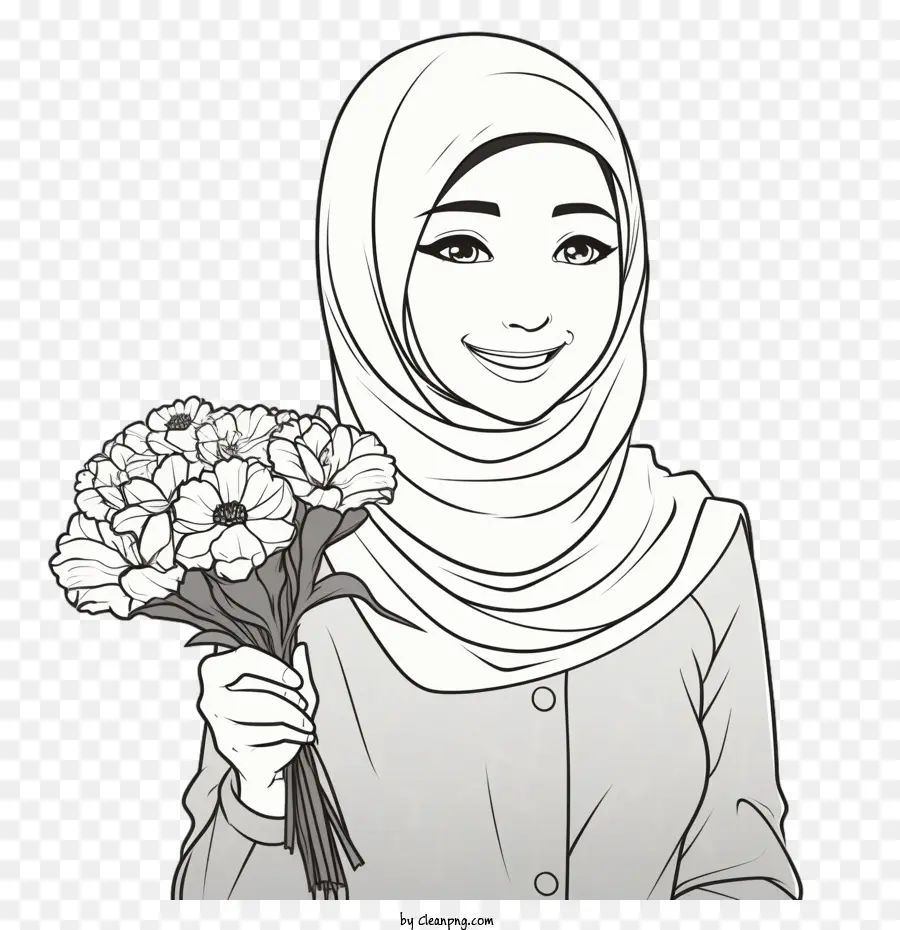 Chica Musulmana，Mujer Con Flores PNG