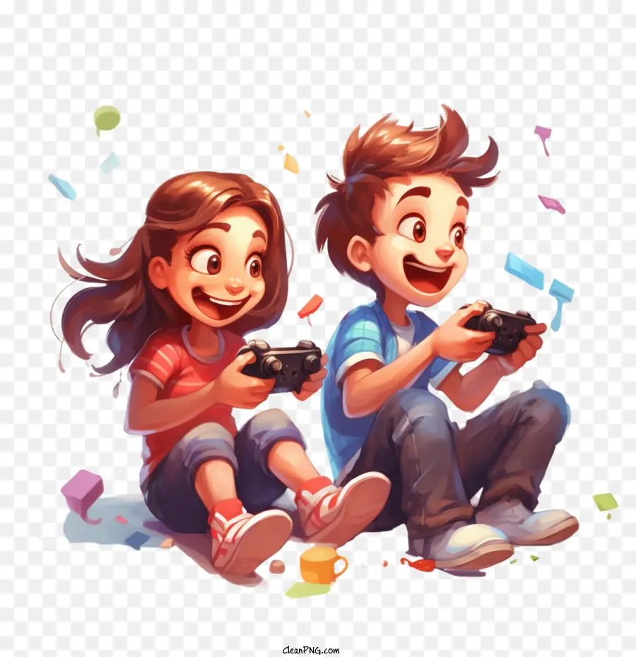 Niños Jugando，Jugar Juego De Video PNG