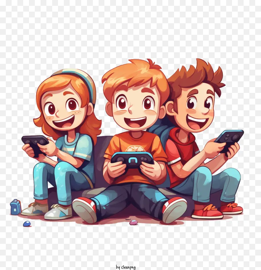 Niños Jugando，Jugar Juego De Video PNG