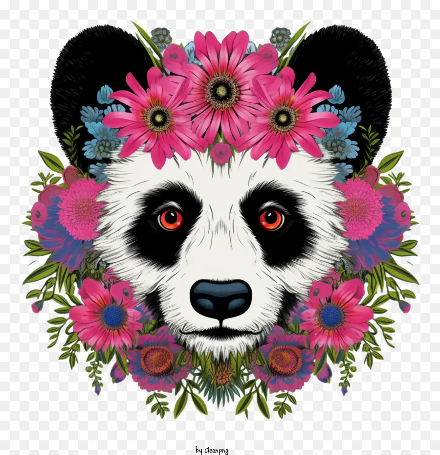 Panda，Floral De La Corona PNG