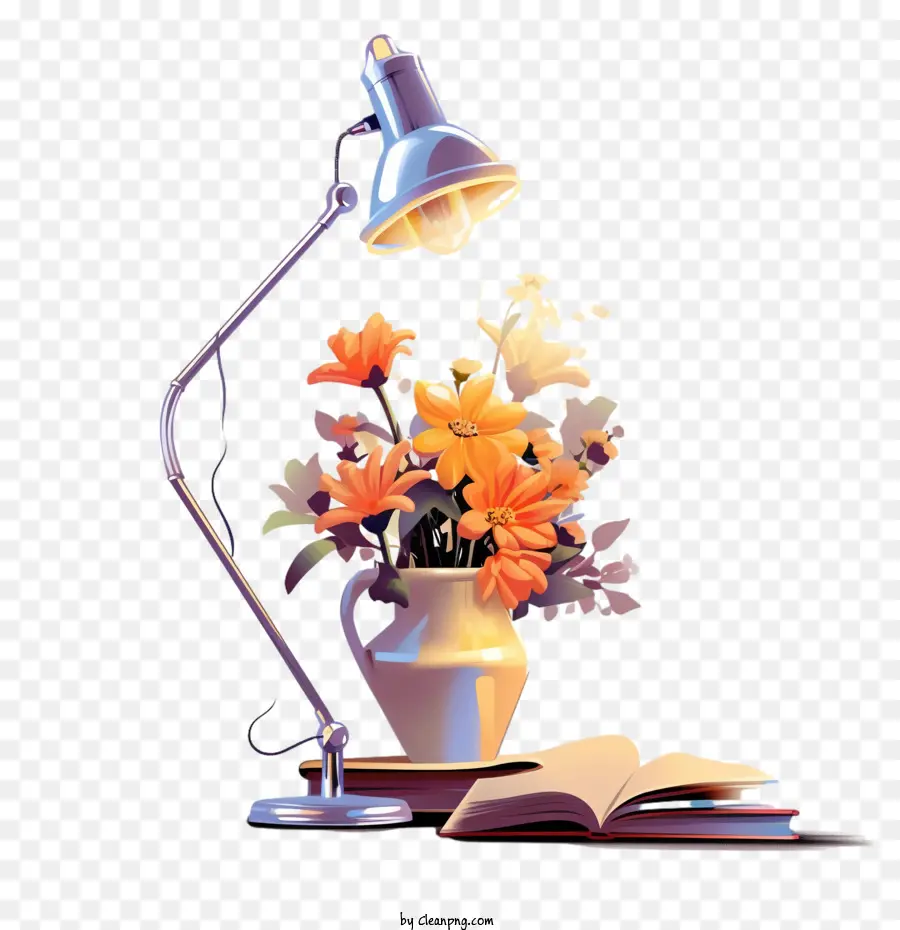 Lámpara Para Leer，Lámpara Y Flores PNG