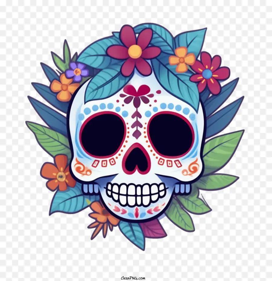 Calavera De Azúcar，Calavera Colorida PNG