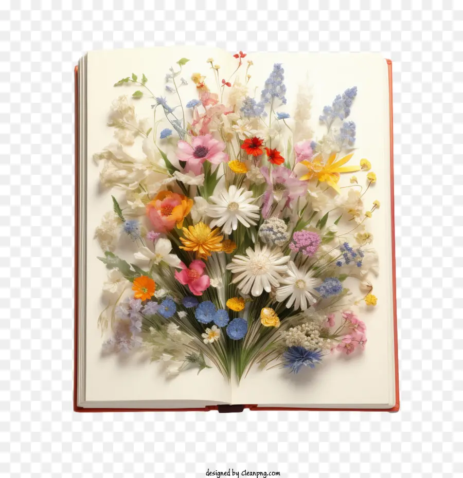 Libro，Libro Con Flores PNG