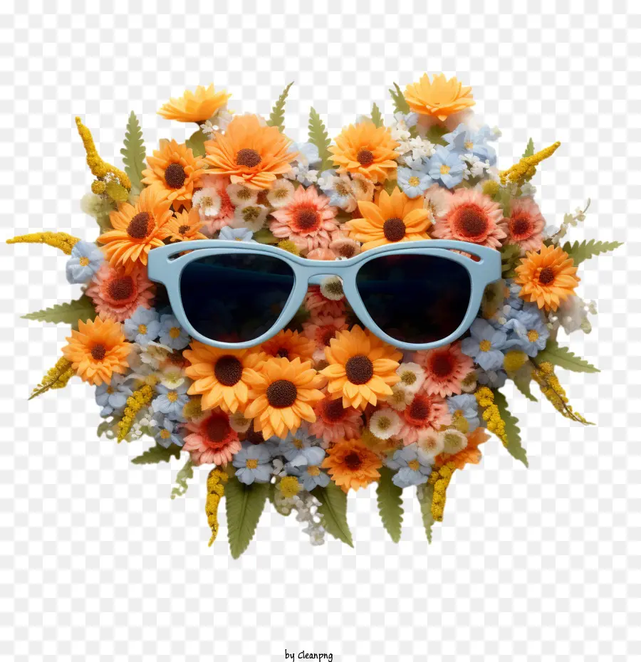 Gafas De Sol，Gafas De Sol Y Flores PNG