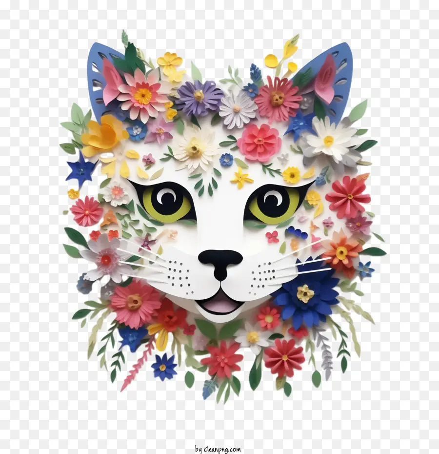 Gato Floral，Gato PNG