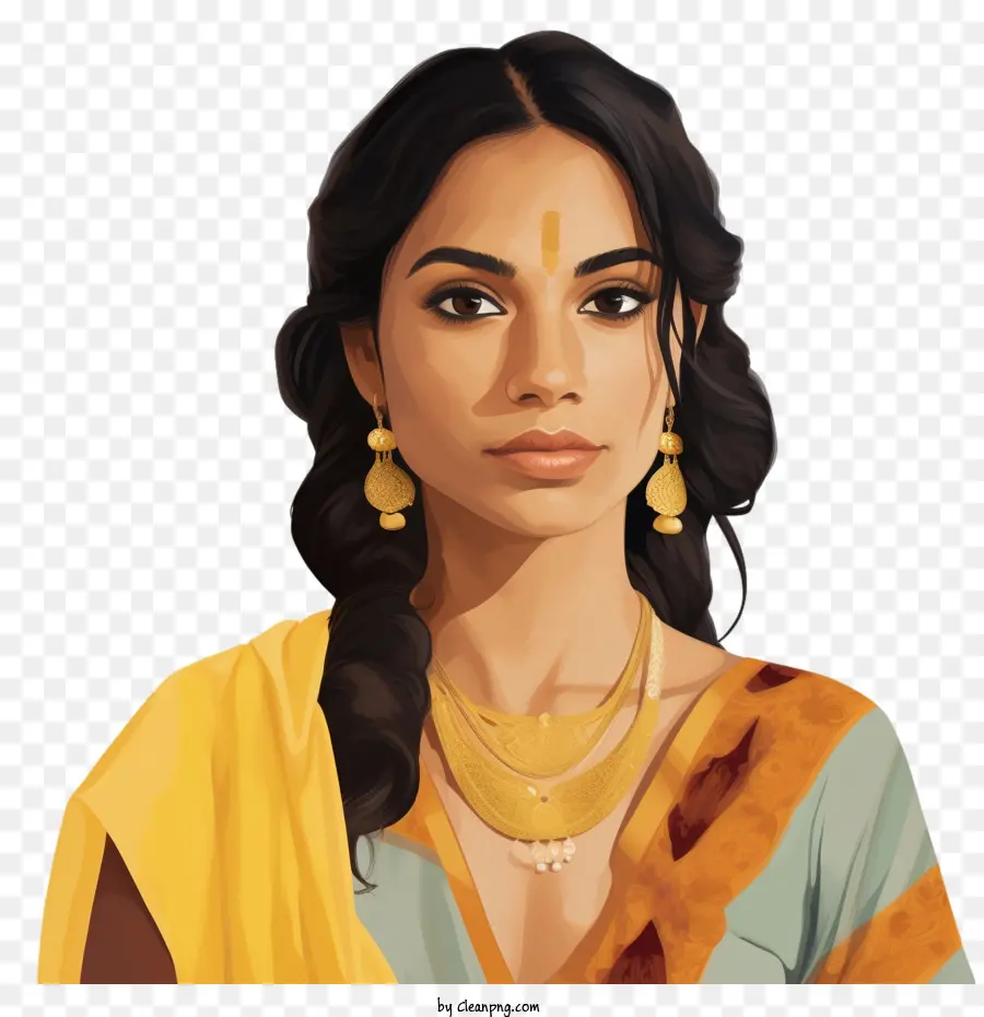 Mujer India，Ilustración De Mujer PNG