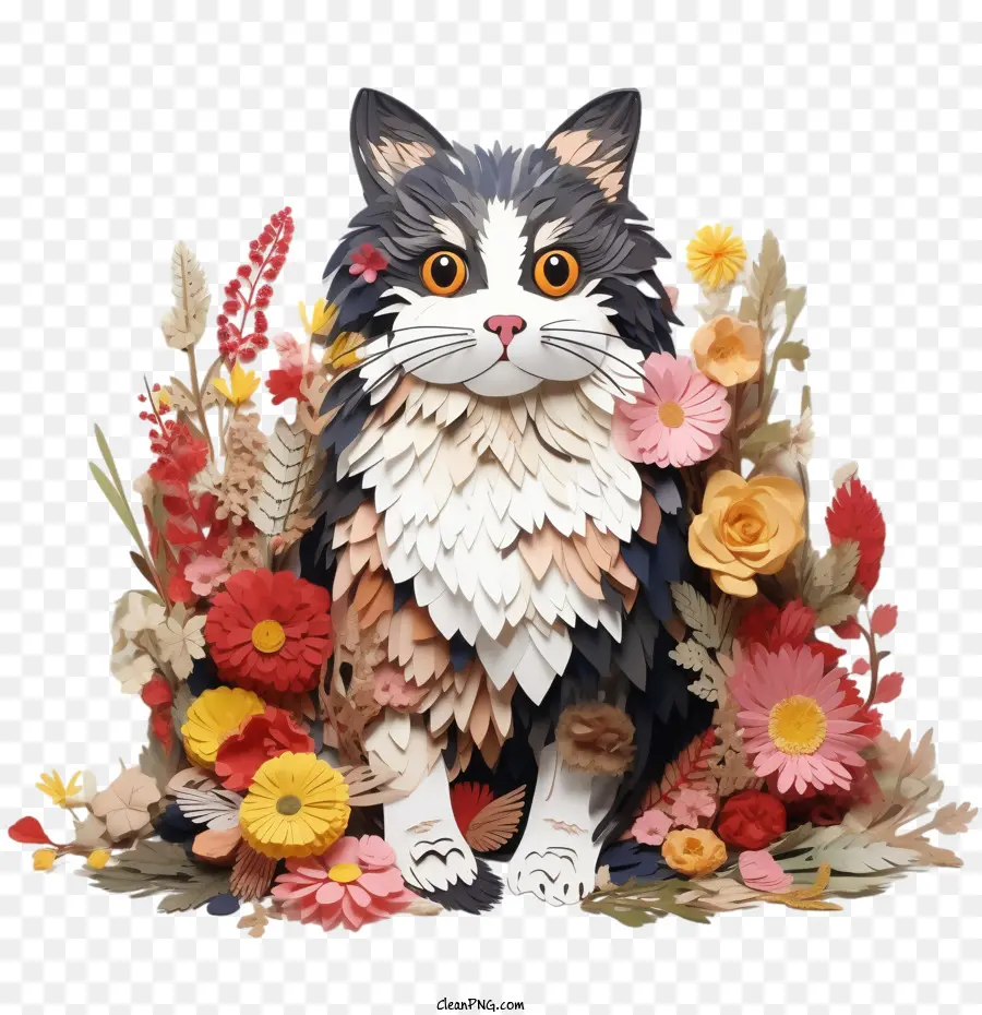 Gato Floral，Gato PNG