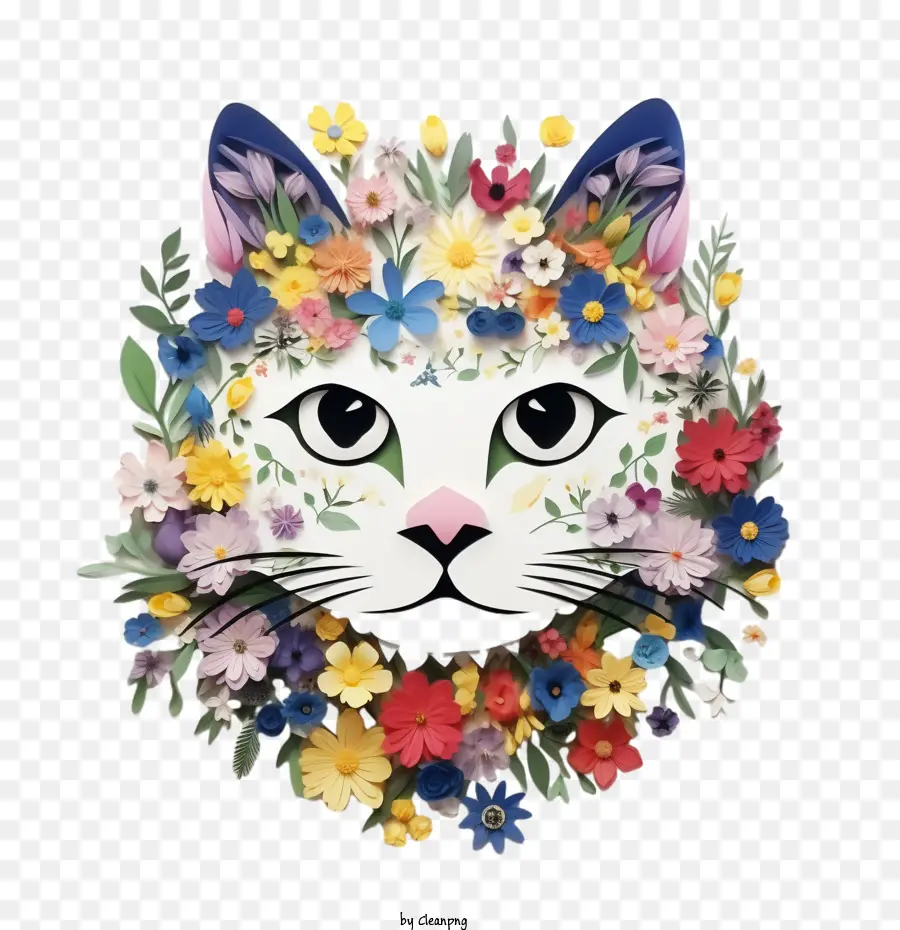 Gato Floral，Flores PNG