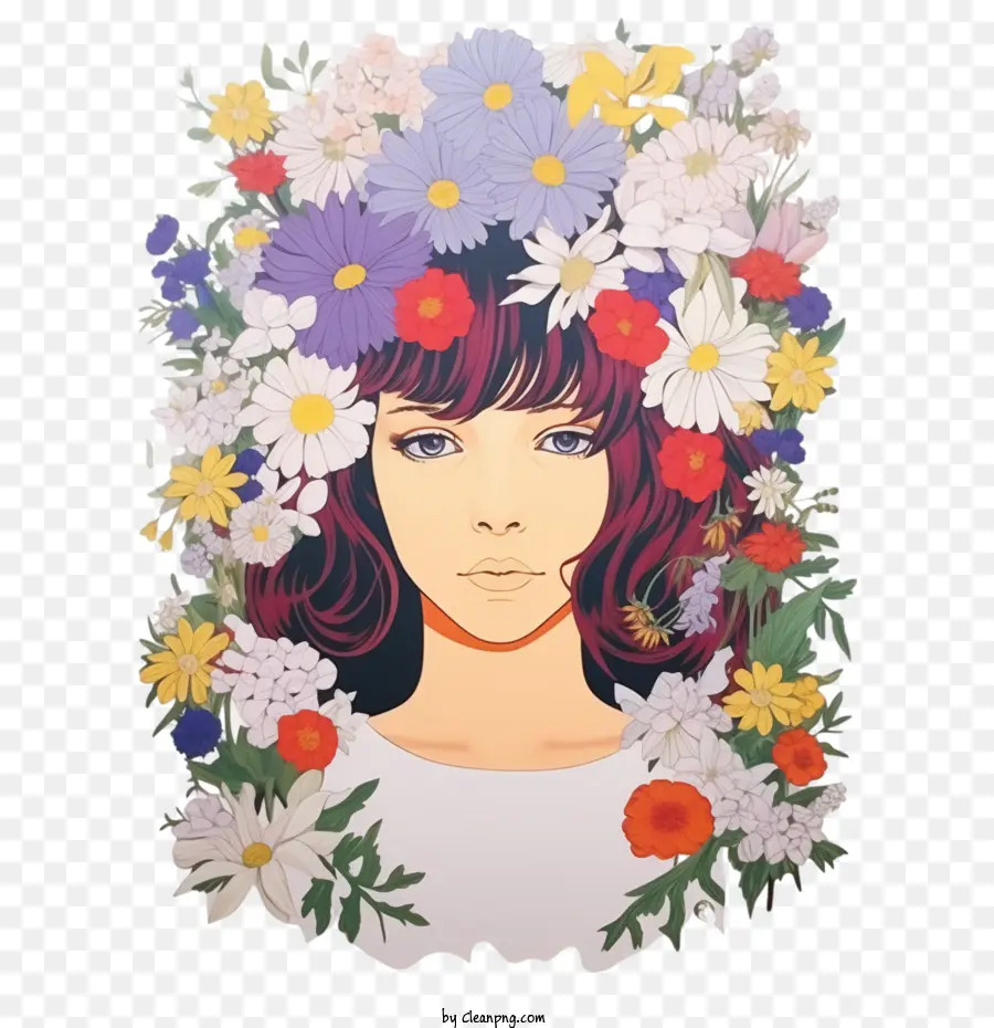 Chica Floral，Mujer Con Flores PNG