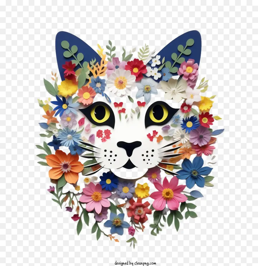 Gato Floral，Flores PNG