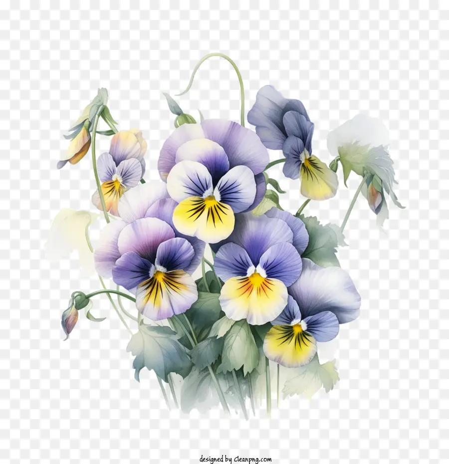 Pansy Flor，Ramo PNG