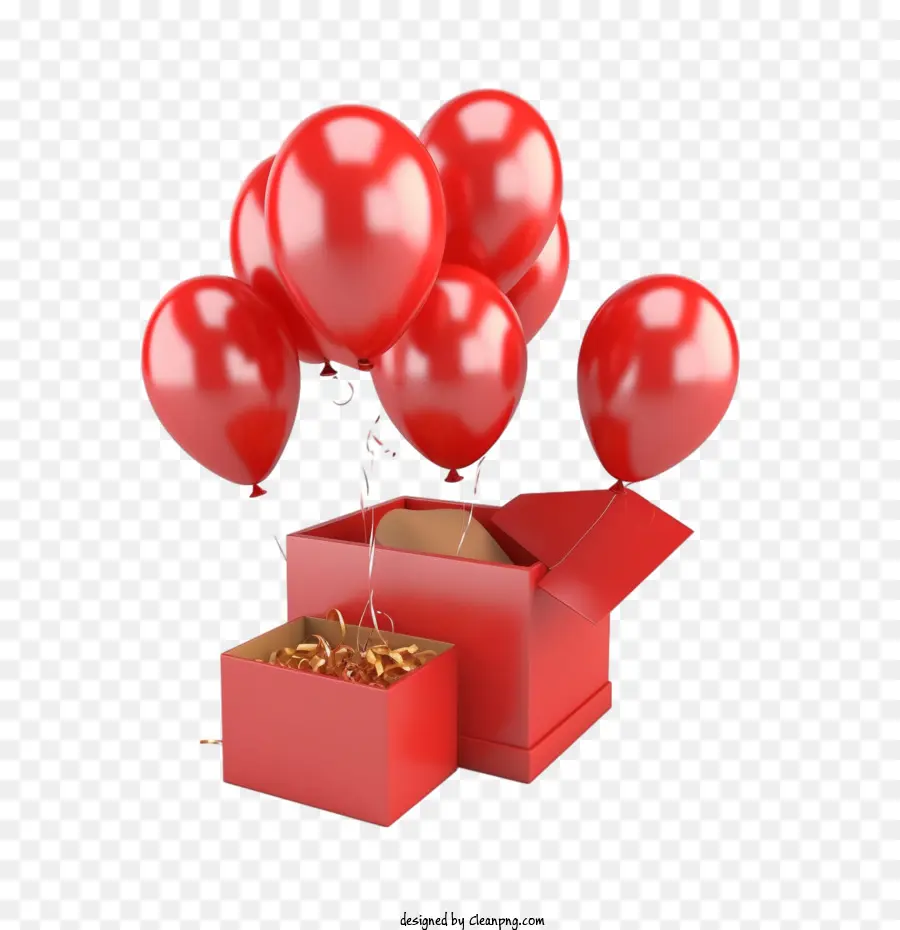 Red Balloon，Rojo De La Caja De Regalo PNG