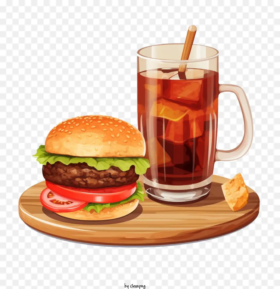 Reajuste Salarial，Hamburguesa Y Bebida PNG