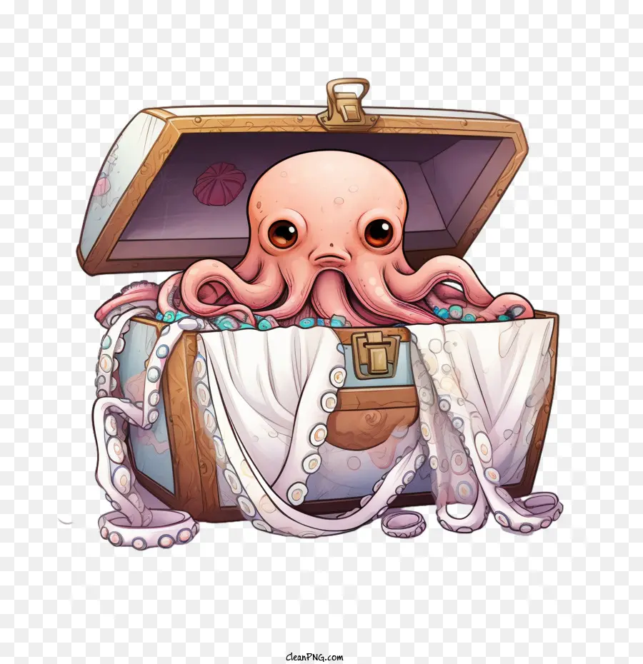 Pulpo，Pulpo En El Cofre Del Tesoro PNG