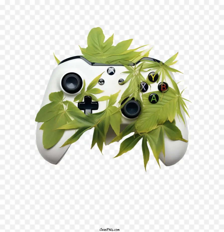 Controlador Xbox，Controlador De Juego Con Hojas PNG