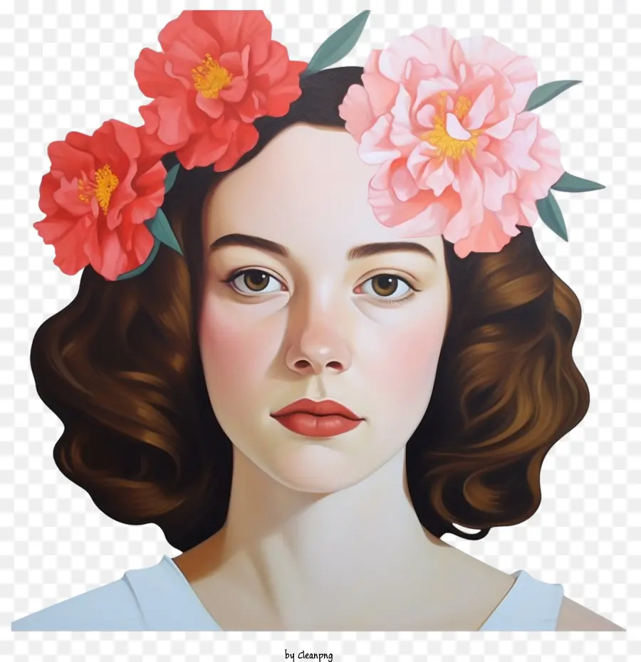 Chica De Moda，Flores De Clavel PNG